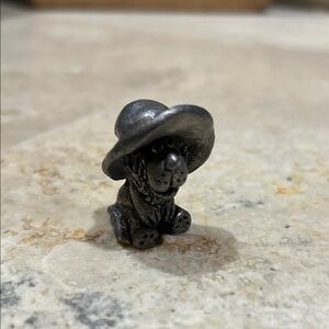 Vintage MICHAEL RICHER Pewter Dog in Hat Miniature Figurine